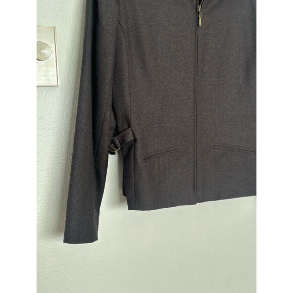 Vintage Preview Collection Brown Worsted Wool Utility Jacket Lined Brass Buckle - Picture 7 of 9